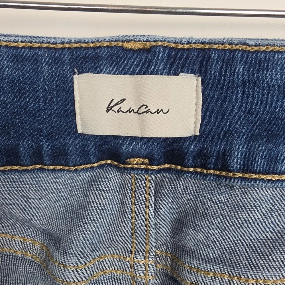 KanCan Flare Leg Jeans Women's 7/27 Blue‎ Distressed Cut #47067